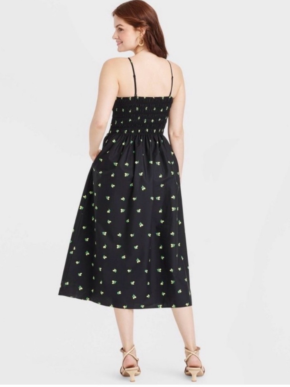 A New Day NWOT Easy Summer Smocked Midi Dress in Lemon Print - M - Picture 2 of 5
